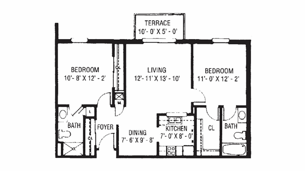 Cedar (2-Bedroom) 815 sq. ft.